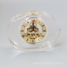 Horloge en cristal ovale blanc de mode pour le bureau